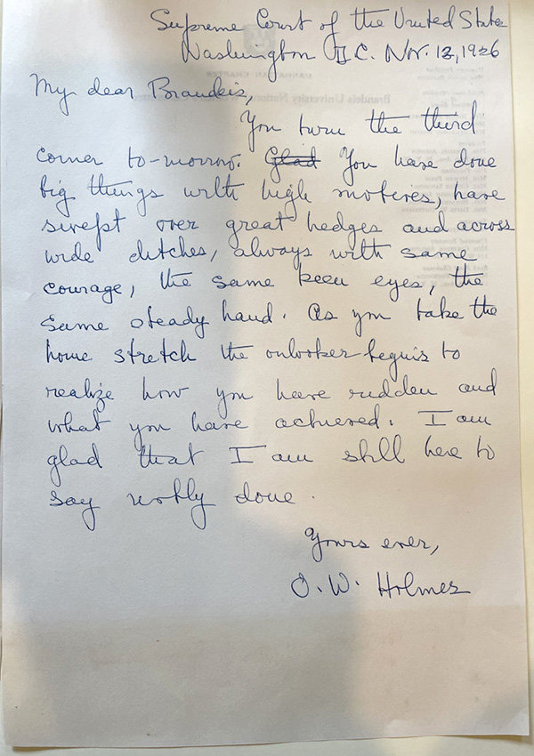 Scotus Scoop: Birthday Wishes for Justice Brandeis From an Admirer; Letter to Brandeis from Holmes